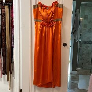 Elie Tahari silk Vibrant Orange Dress